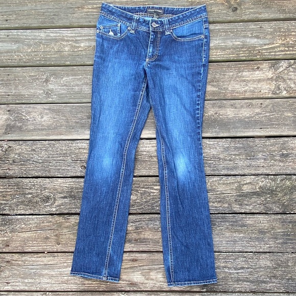 Banana Republic jeans button pockets size 6 straight leg mid-rise - Picture 1 of 12